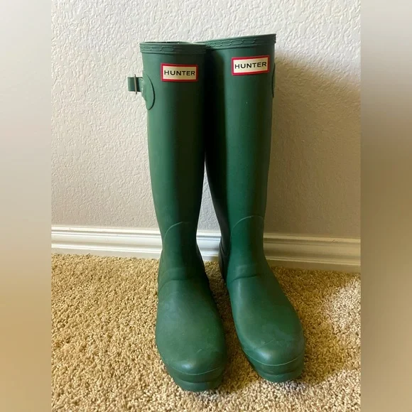 Hunter Green Tall Rain Boots - Picture 1 of 5